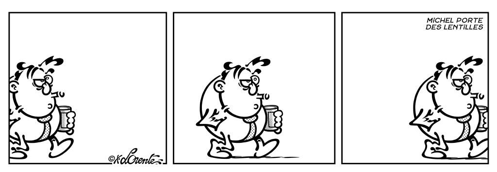 Michel Larticho-Lepoux marche dans le rue, par Xavier Lorente-Darracq